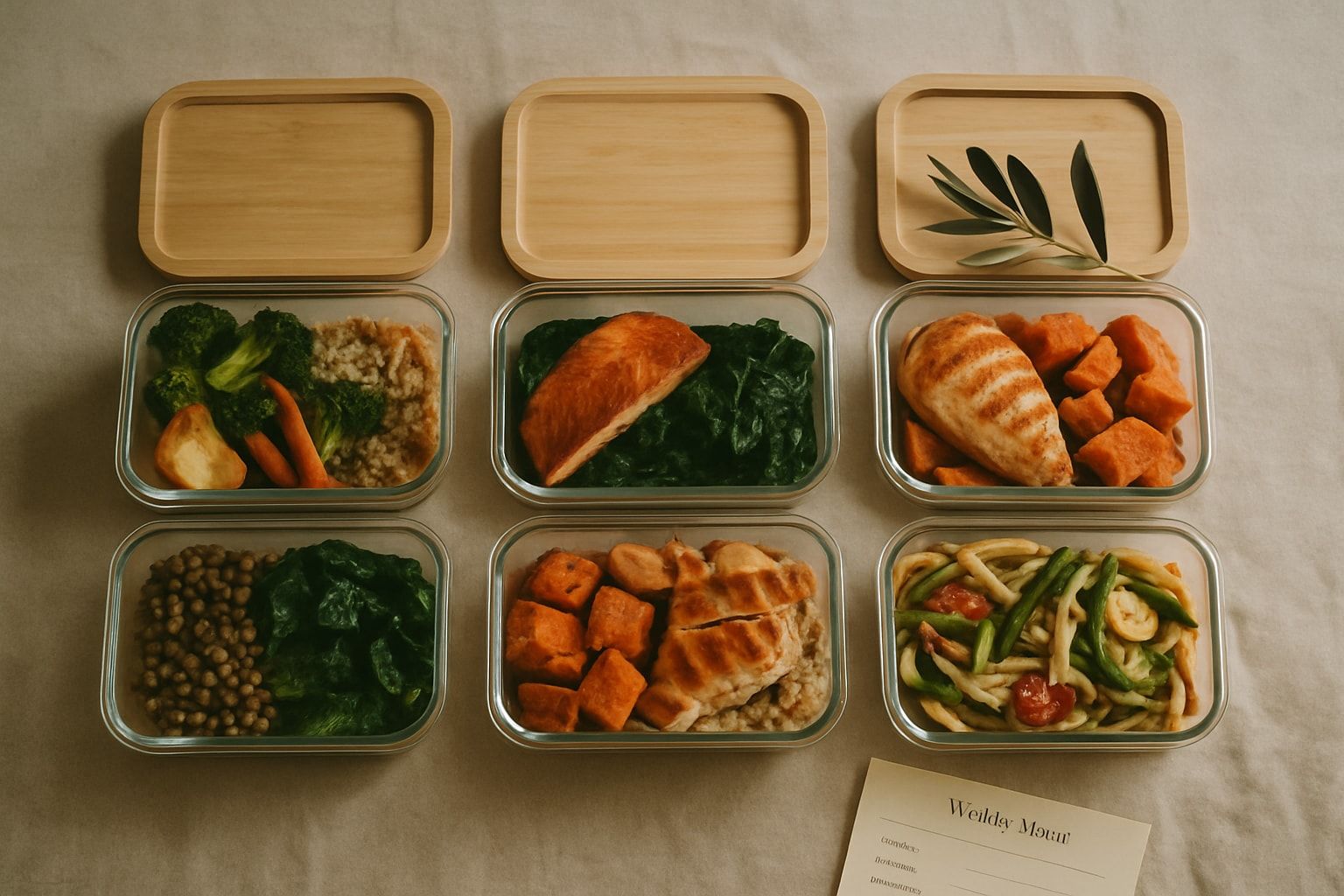 Pack semanal de tuppers de cristal con comidas variadas — servicio de comida semanal a domicilio